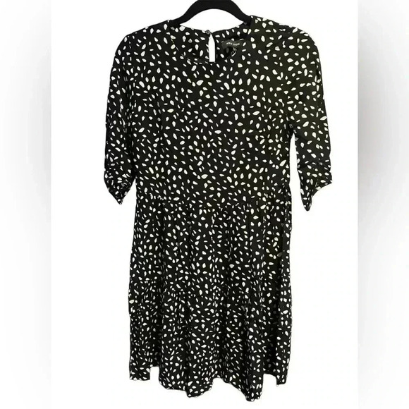 New Look. Black Spot Print Tiered Mini Smock Dress. Size US 2. NWT - Picture 11 of 11